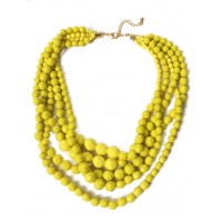 Canary Yellow Faceted Multi layered Pebbles Necklace